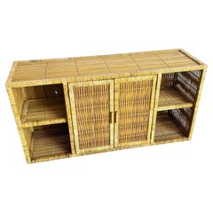 Vintage Boho Chic Wicker Credenza/Buffet