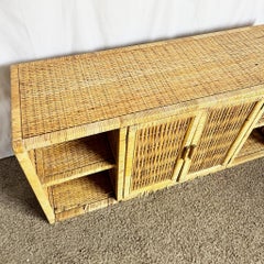 Vintage Boho Chic Wicker Credenza