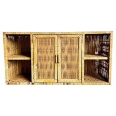 Vintage Boho Chic Wicker Credenza