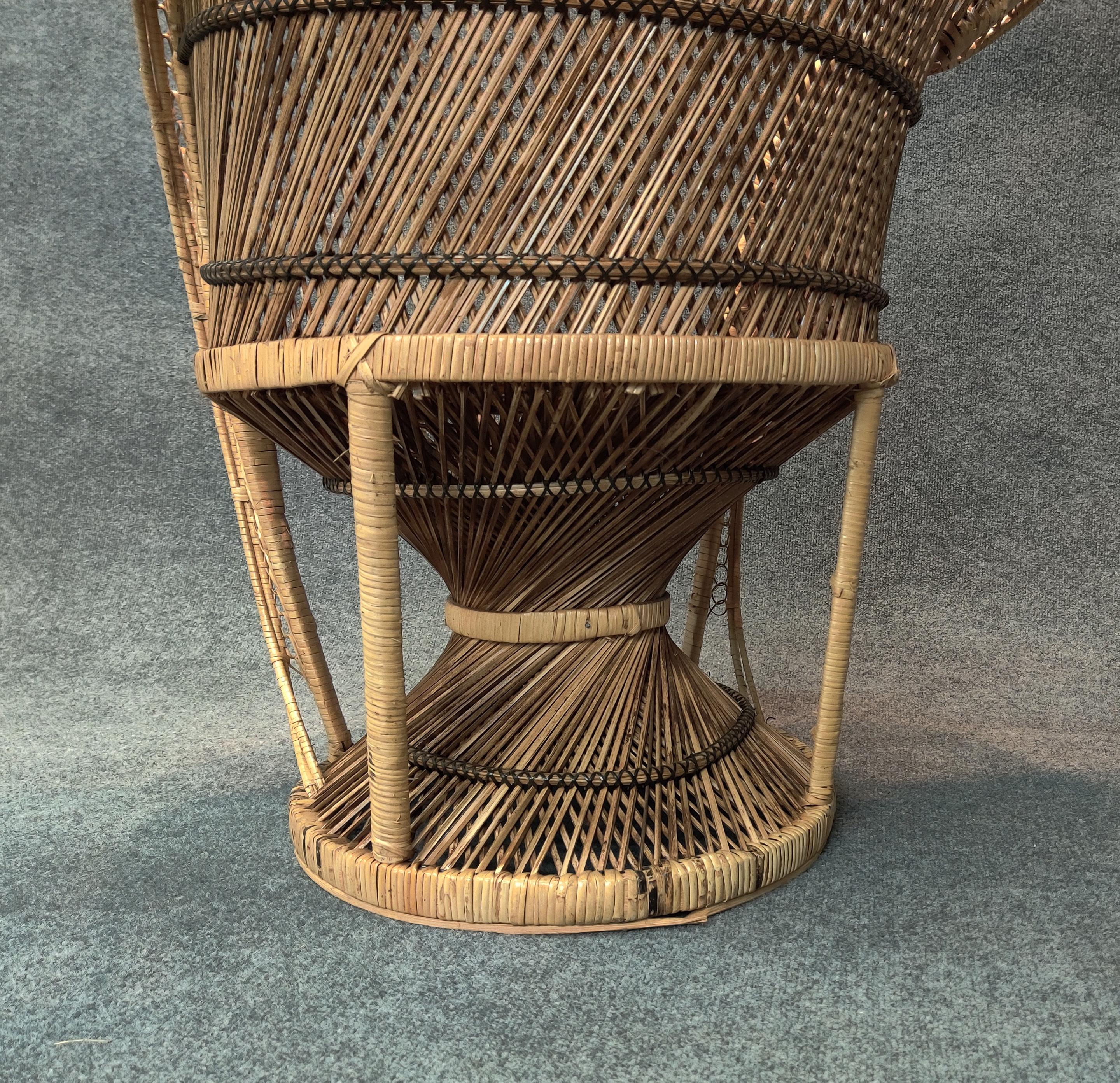 American Vintage Boho Chic Wicker, Rattan, Bamboo, Peacock Chair Mid-Century Modern 