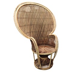 Vintage Boho Chic Wicker, Rattan, Bamboo, Peacock Chair Mid-Century Modern 