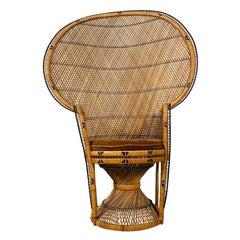 Vintage Boho Chic Pfauenstuhl aus Korbweide, Rattan