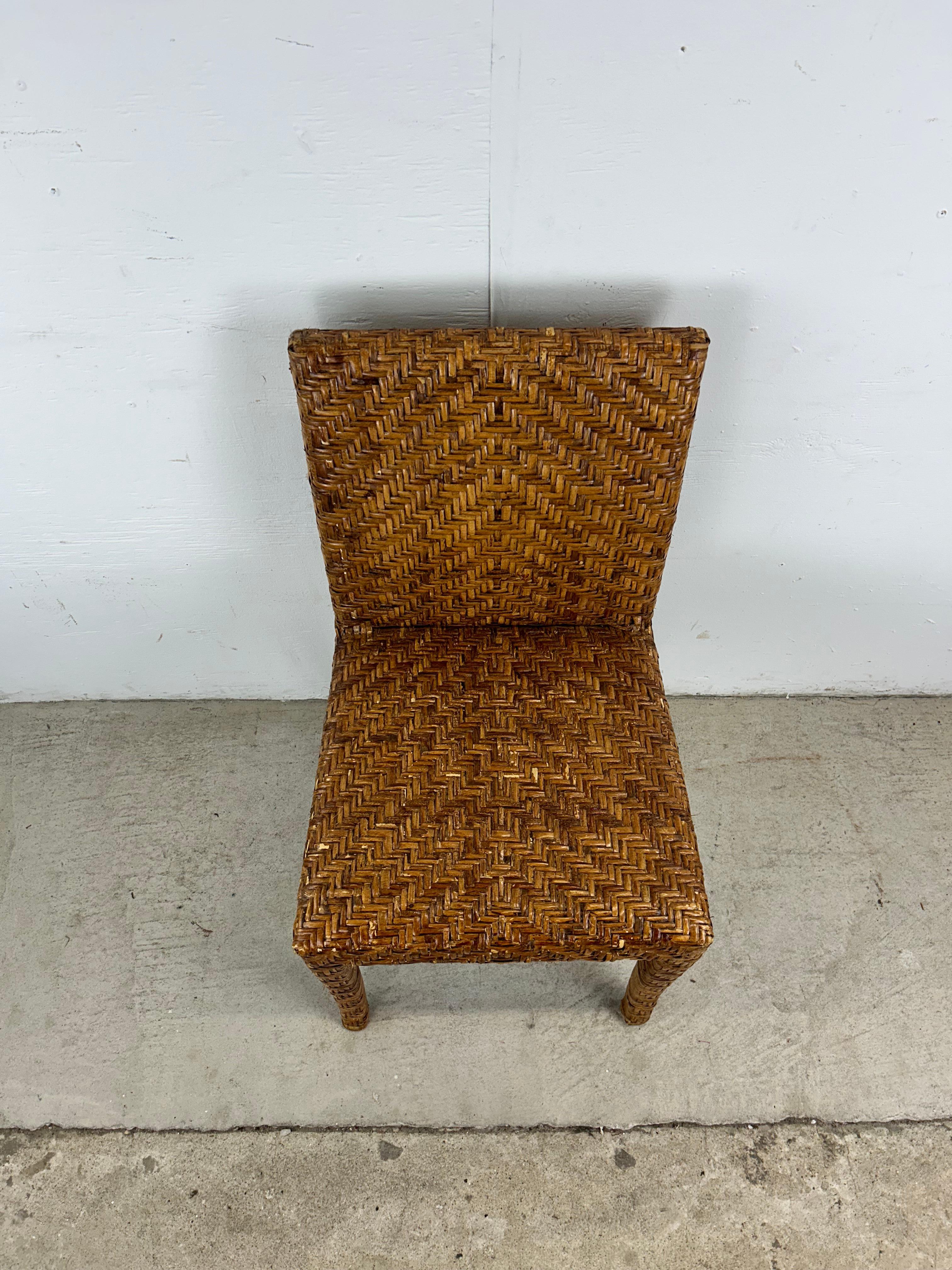 Osier Chaise d'appoint vintage en osier Boho Chic en vente