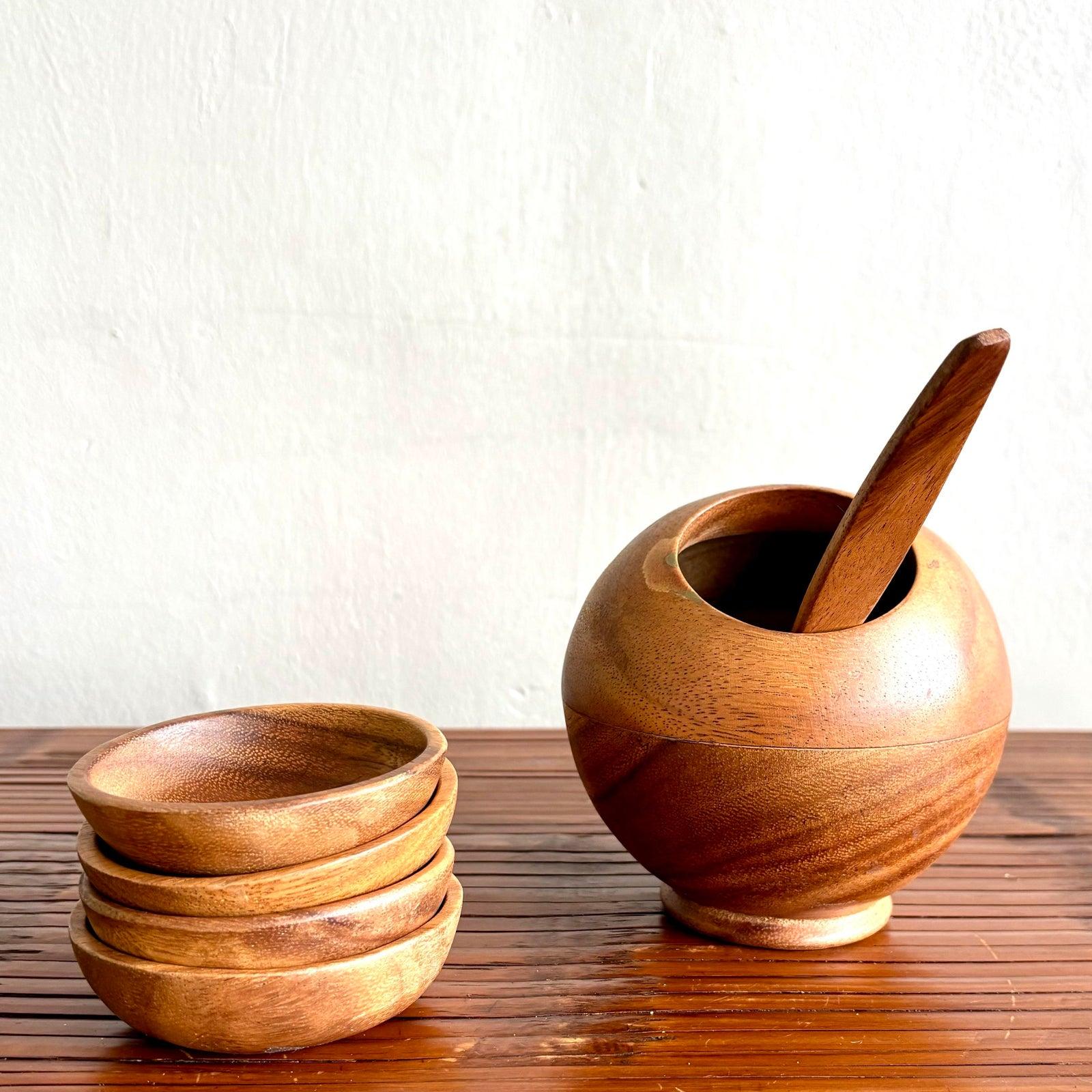 Vintage Boho Chic Wood Servier-Set - 6 Stück (amerikanisch) im Angebot