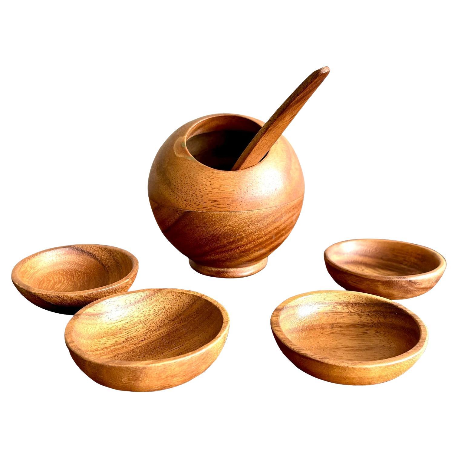 Vintage Boho Chic Wood Servier-Set - 6 Stück im Angebot