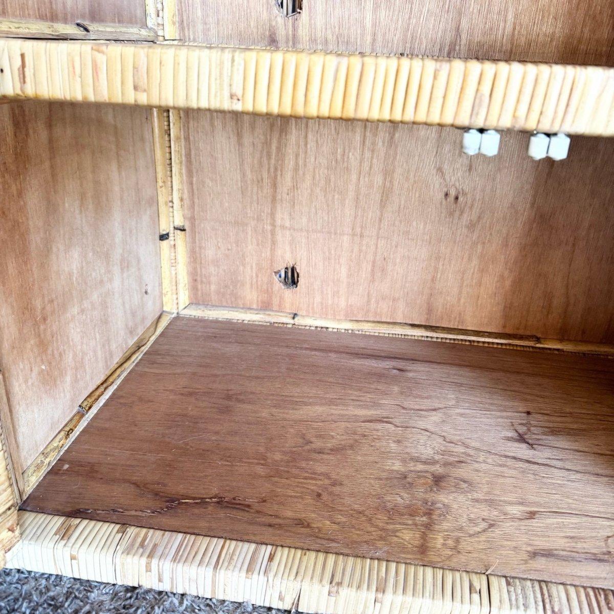 Vintage Boho Chic Woven Wicker Credenza For Sale 4