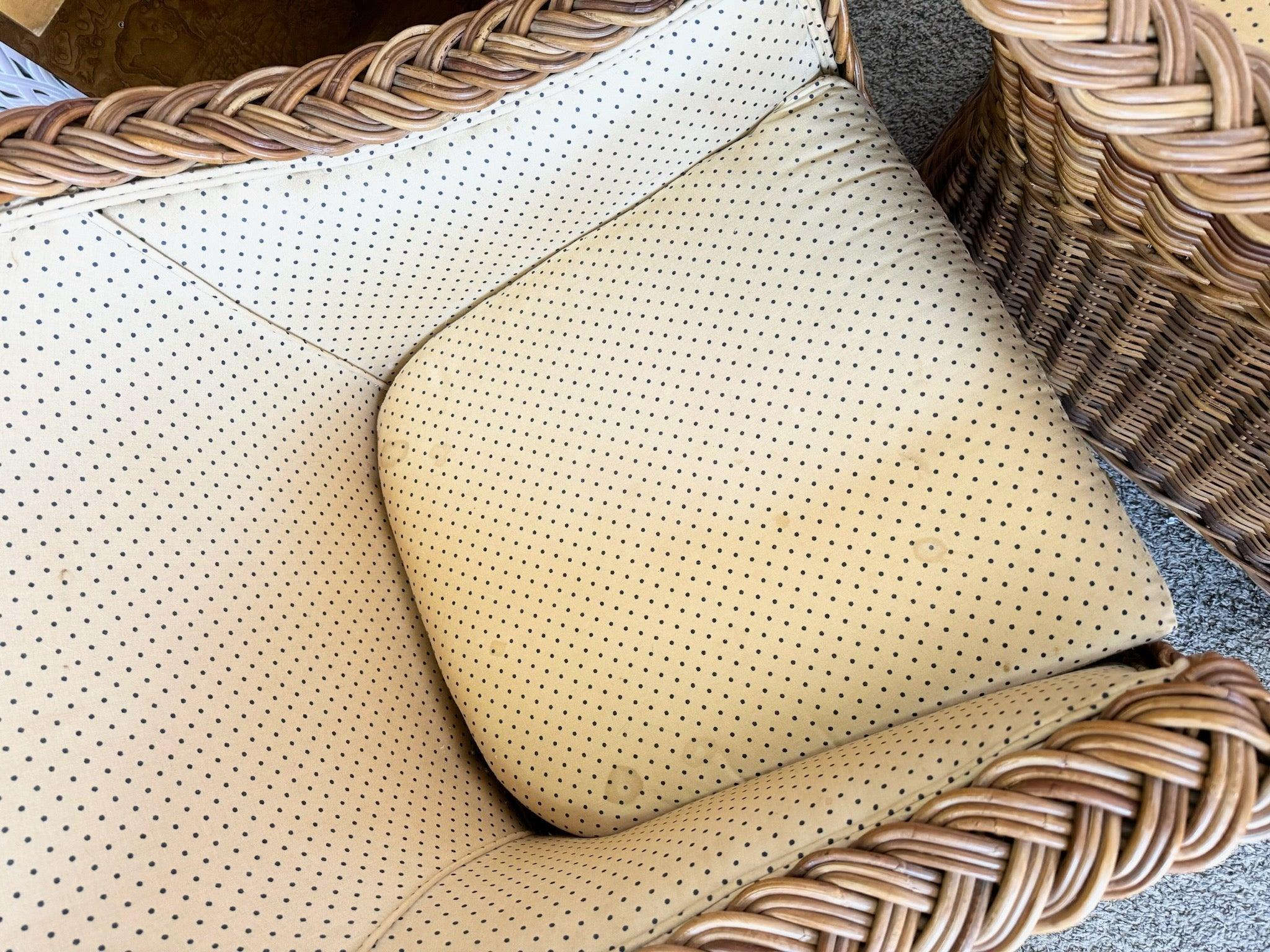 Vintage Boho Chic Woven Wicker Dining Arm Chairs - Set of 4 in vendita 3