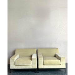 Vintage Boho Christian Liagre Upholstered Arm Chairs - A Pair