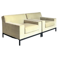 Vintage Boho Christian Liagre Upholstered Arm Chairs - A Pair