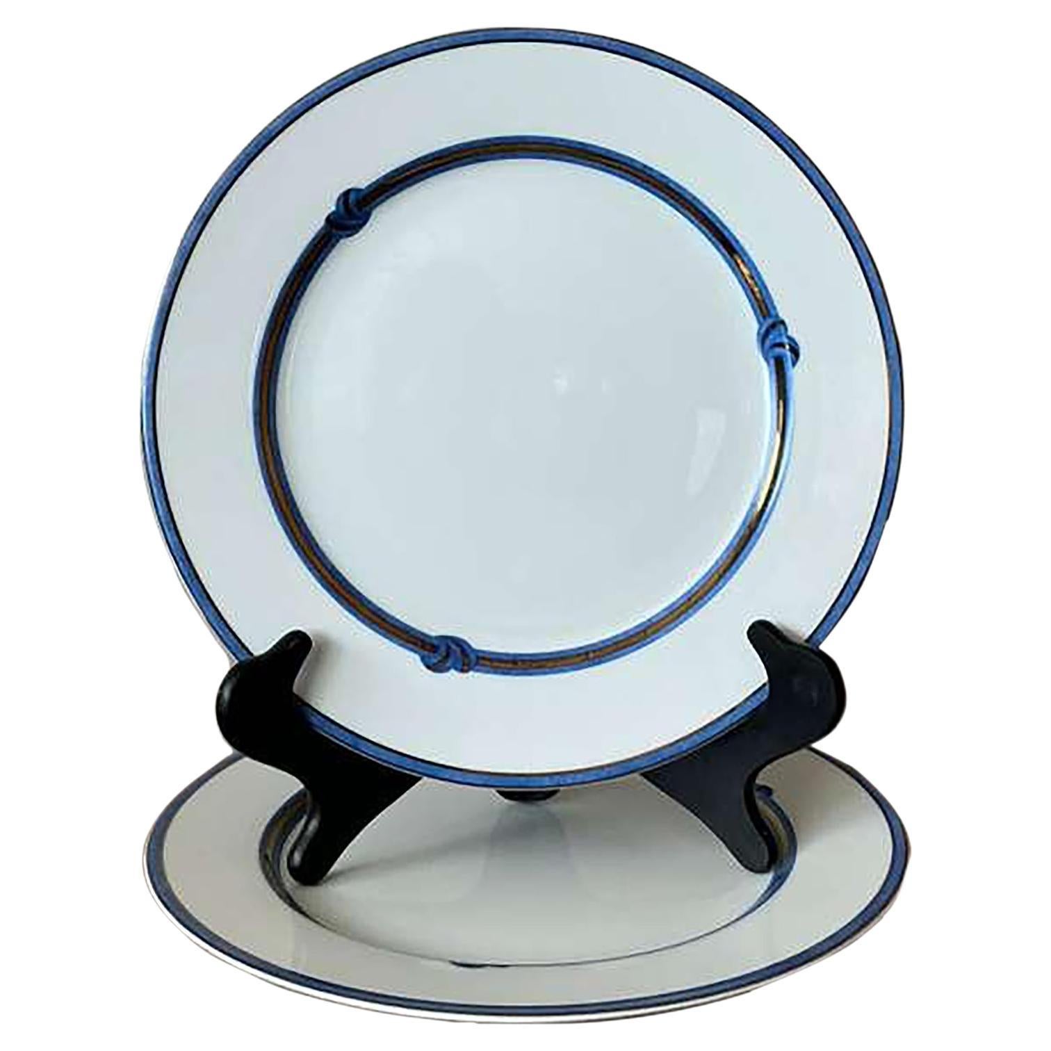 Paire d
assiettes à dîner "Rubanea Blue" de Christofle Vintage By