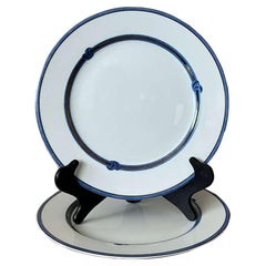 Vintage Boho Christofle "Rubanea Blue" Dinner Plates - A Pair