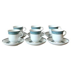 Vintage Boho Christofle "Torsada" Footed Tea Cups With Saucers - Set of 6