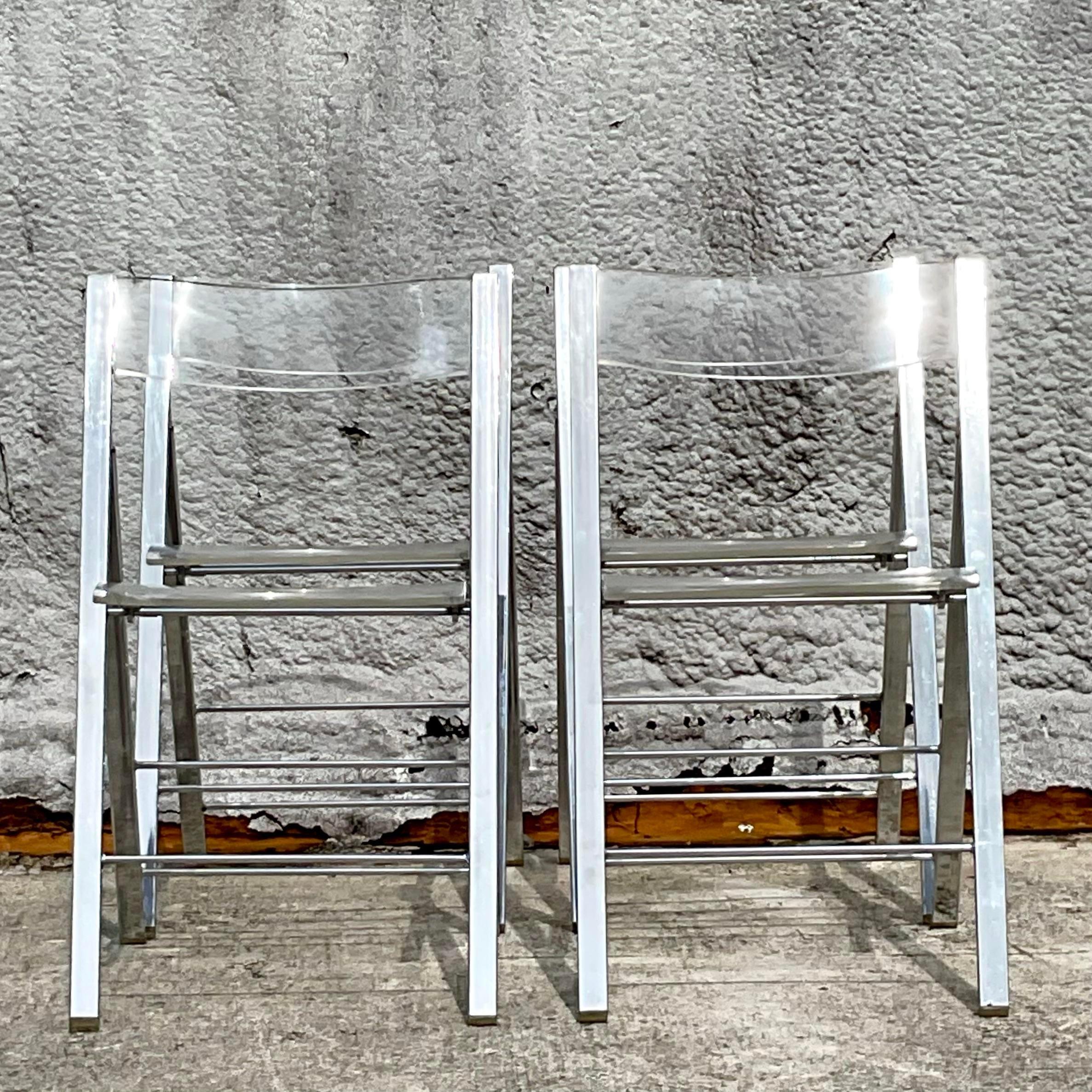 Sedie Foldes vintage in metallo e cromo - Set di 4 sedie In condizioni buone in vendita a west palm beach, FL