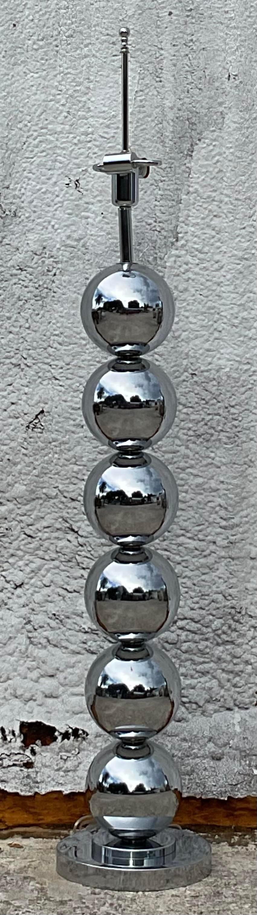 Lampadaire Boho chromé vintage d'après Kovacs Bon état - En vente à west palm beach, FL