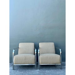 Vintage Boho Chrome Frame Lounge Chairs - A Pair