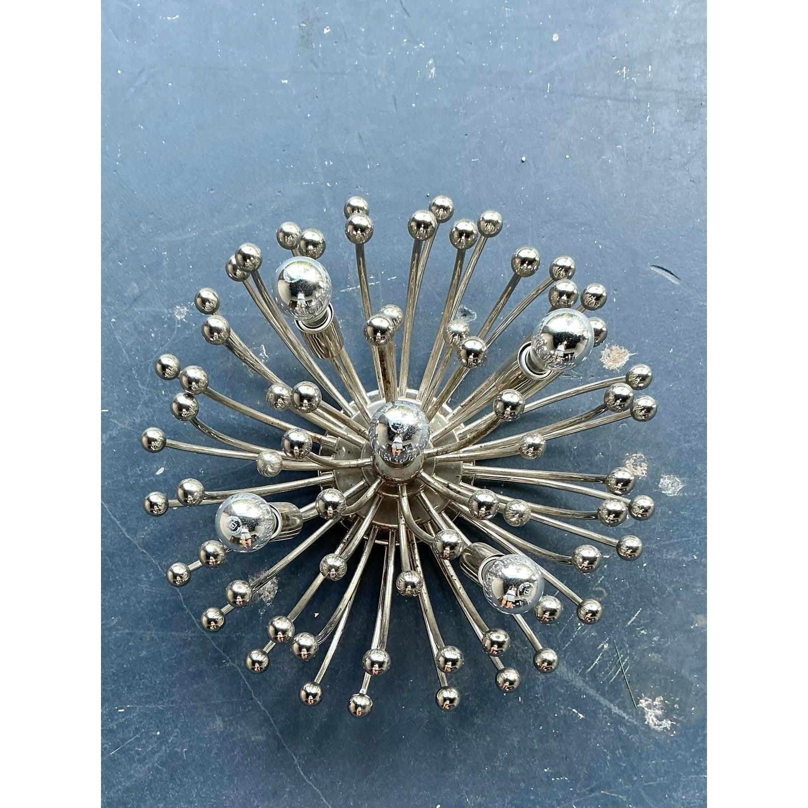 Vintage Boho Chrome “Pistillo” Flush Mount Light For Sale 1