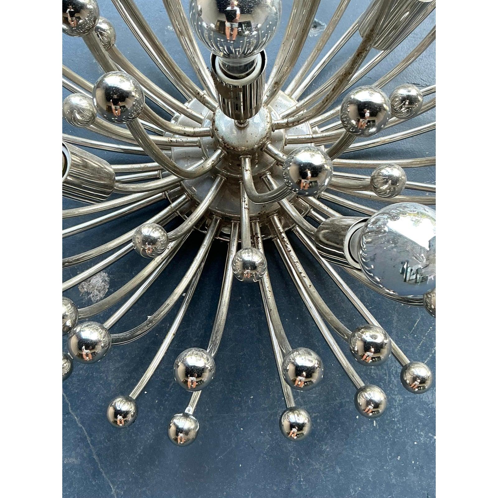 Vintage Boho Chrome “Pistillo” Flush Mount Light For Sale 2