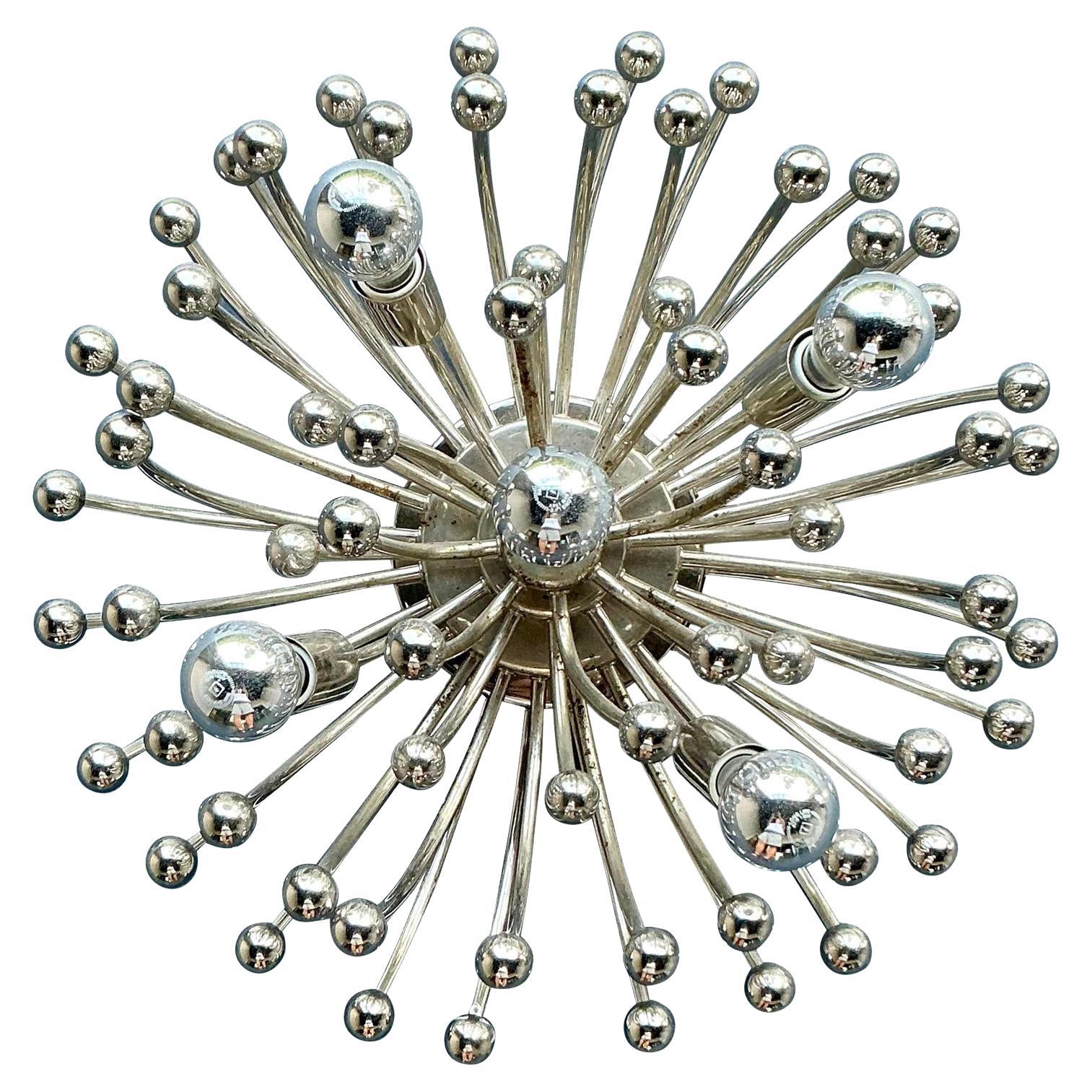 Vintage Boho Chrome “Pistillo” Flush Mount Light For Sale