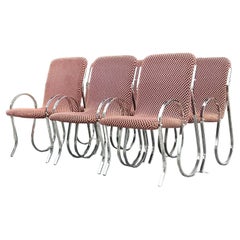 Vintage Boho Chrome Squiggle Dining Chairs - Set of 6