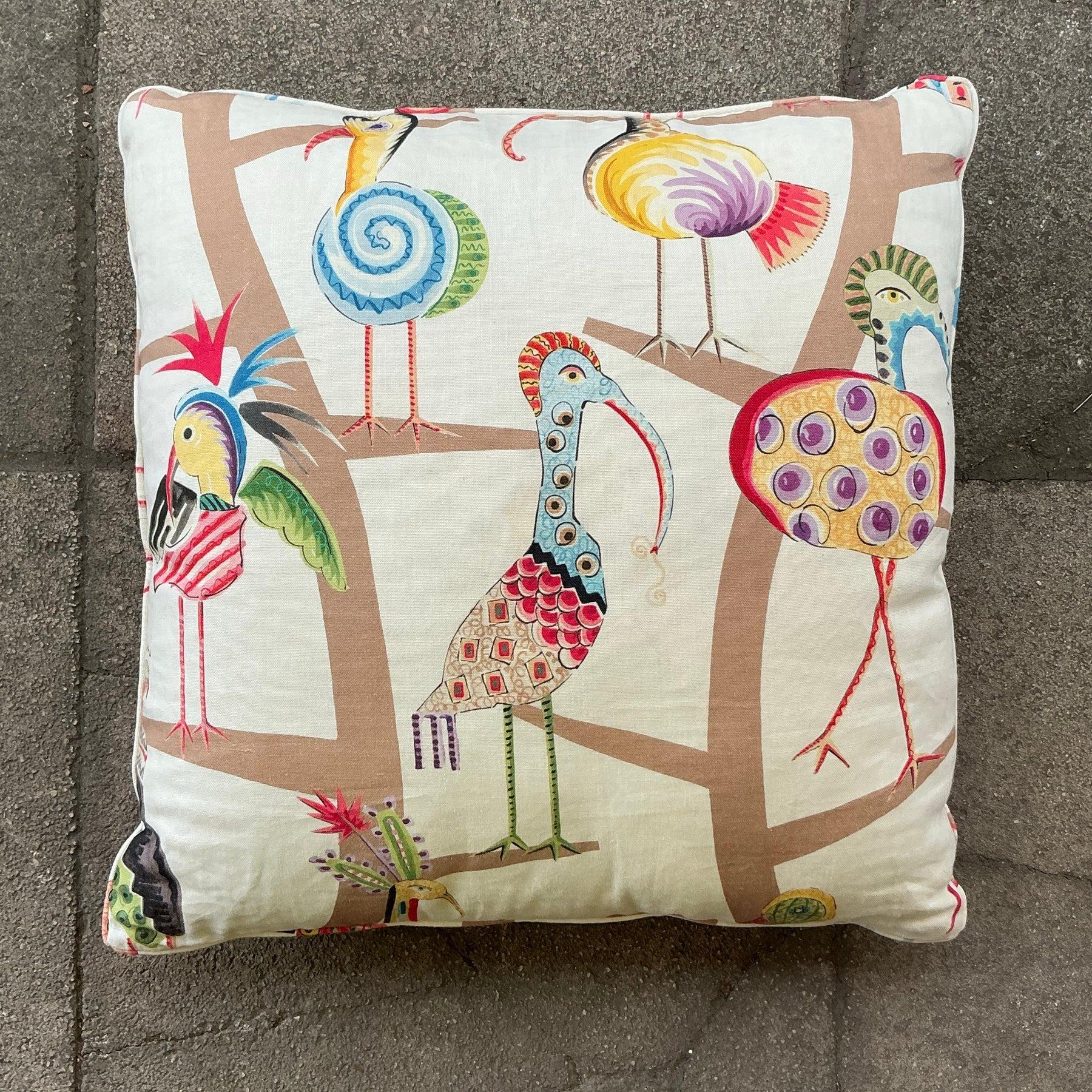Elevate your boho decor with this vintage Clarence House 'Polly' throw pillow. Featuring an iconic, vibrant design, this luxurious piece blends artistic flair with cozy sophistication. Perfect for adding a splash of personality to your living room,