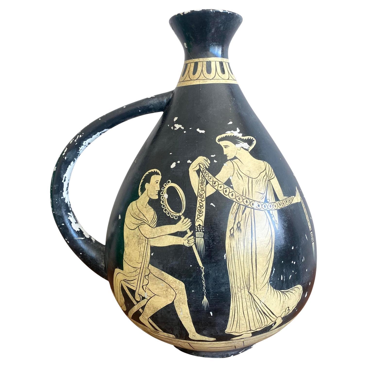 Vintage Boho Classical Greek Revival Pottery Jug