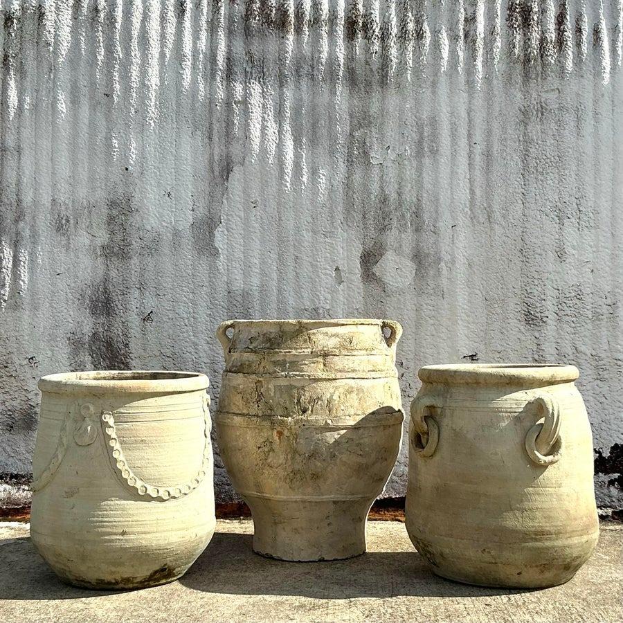 Rustique Jardinières Vintage Boho en terre cuite - Lot de 3 en vente