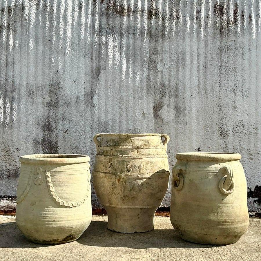 20ième siècle Jardinières Vintage Boho en terre cuite - Lot de 3 en vente