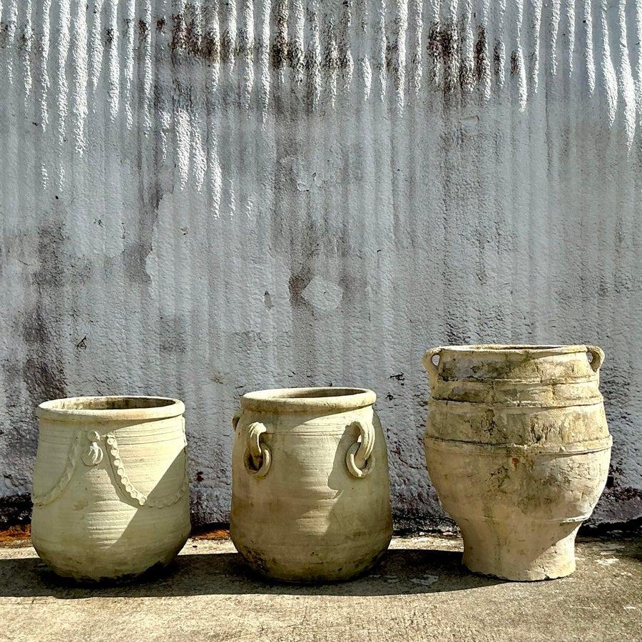 Argile Jardinières Vintage Boho en terre cuite - Lot de 3 en vente