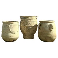 Vintage Boho Clay Planters - Set of 3