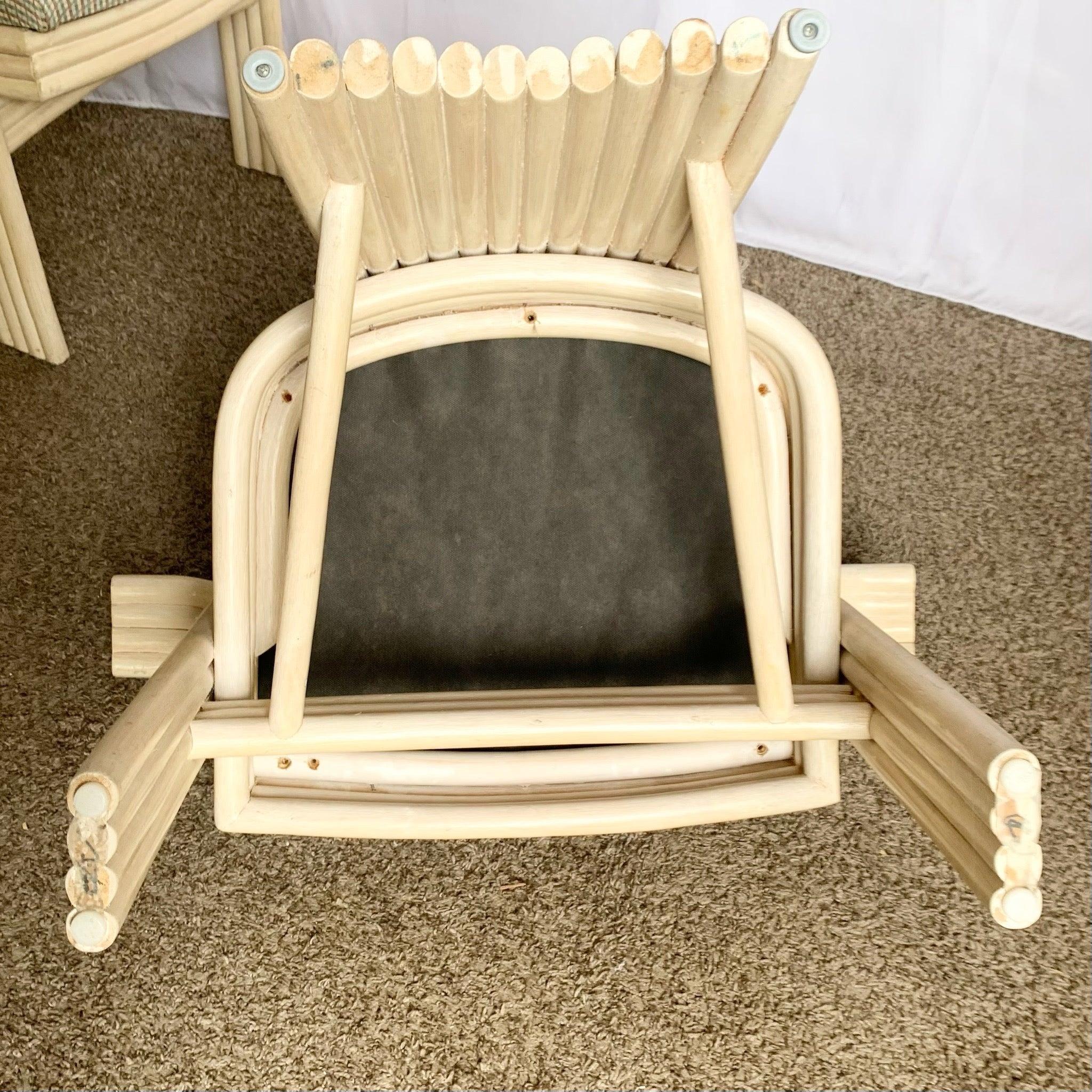 Late 20th Century Vintage Boho Coastal Sculpted Rattan High Back Dining Arm Chairs - Set of 8 For Sale