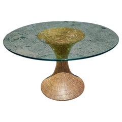 Vintage Boho Kokosnuss Shell Pedestal Esstisch