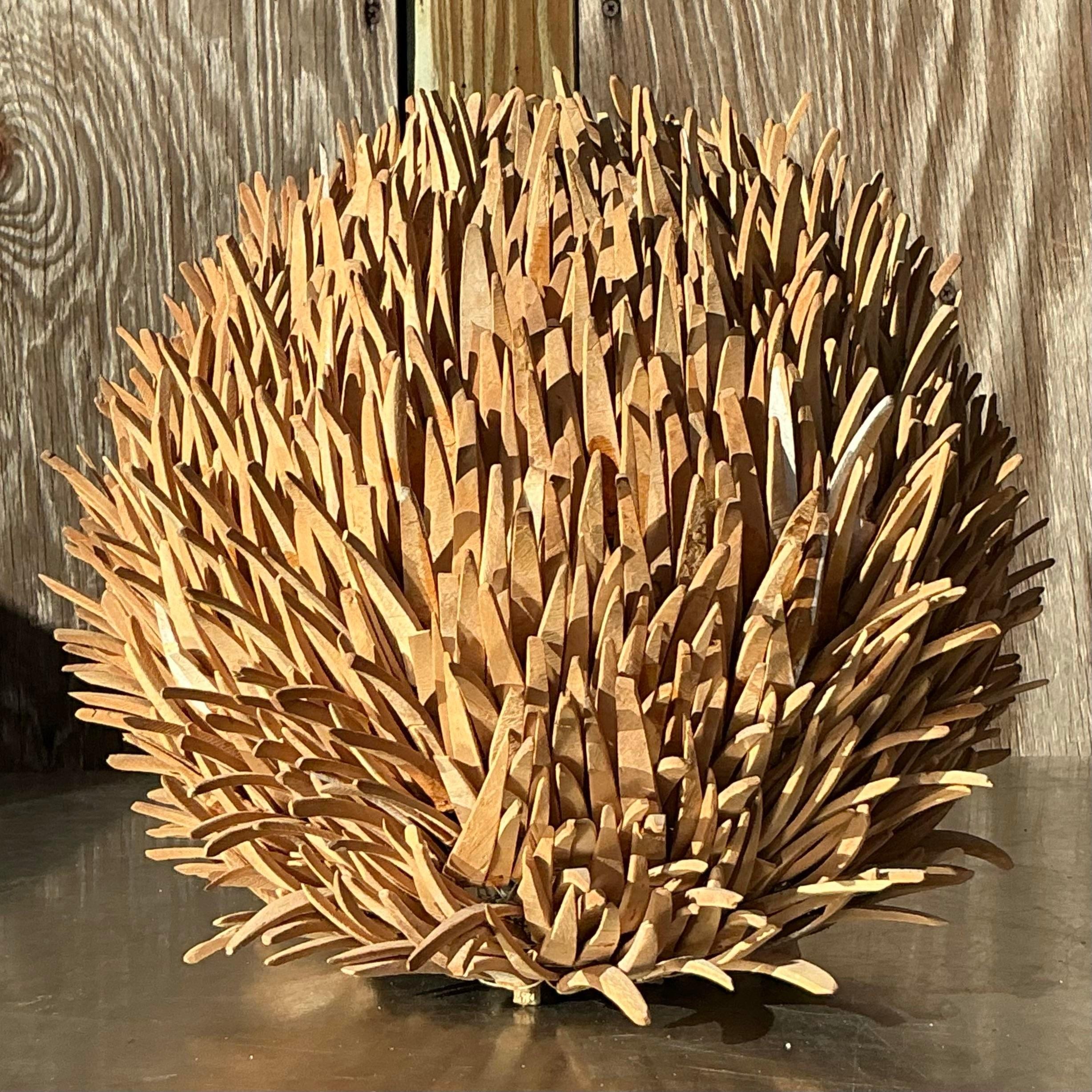 Capture coastal charm with this Vintage Boho Sea Urchin Lamp. Featuring a textured coconut shell base inspired by the intricate design of a sea urchin, it brings a unique blend of nautical and bohemian flair to your space. Its earthy tones and