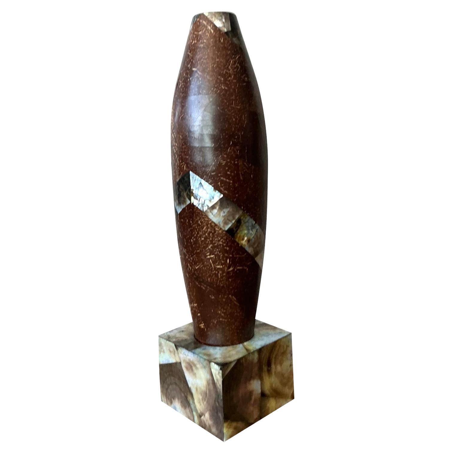 Vintage Boho Coconut Shell Vase