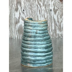 Vintage Boho Coil Pottery Vase