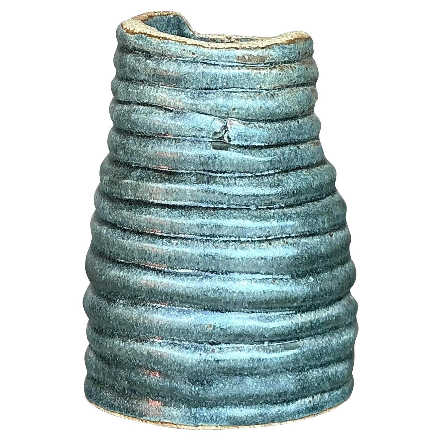 Vaso vintage in ceramica a spirale Boho
