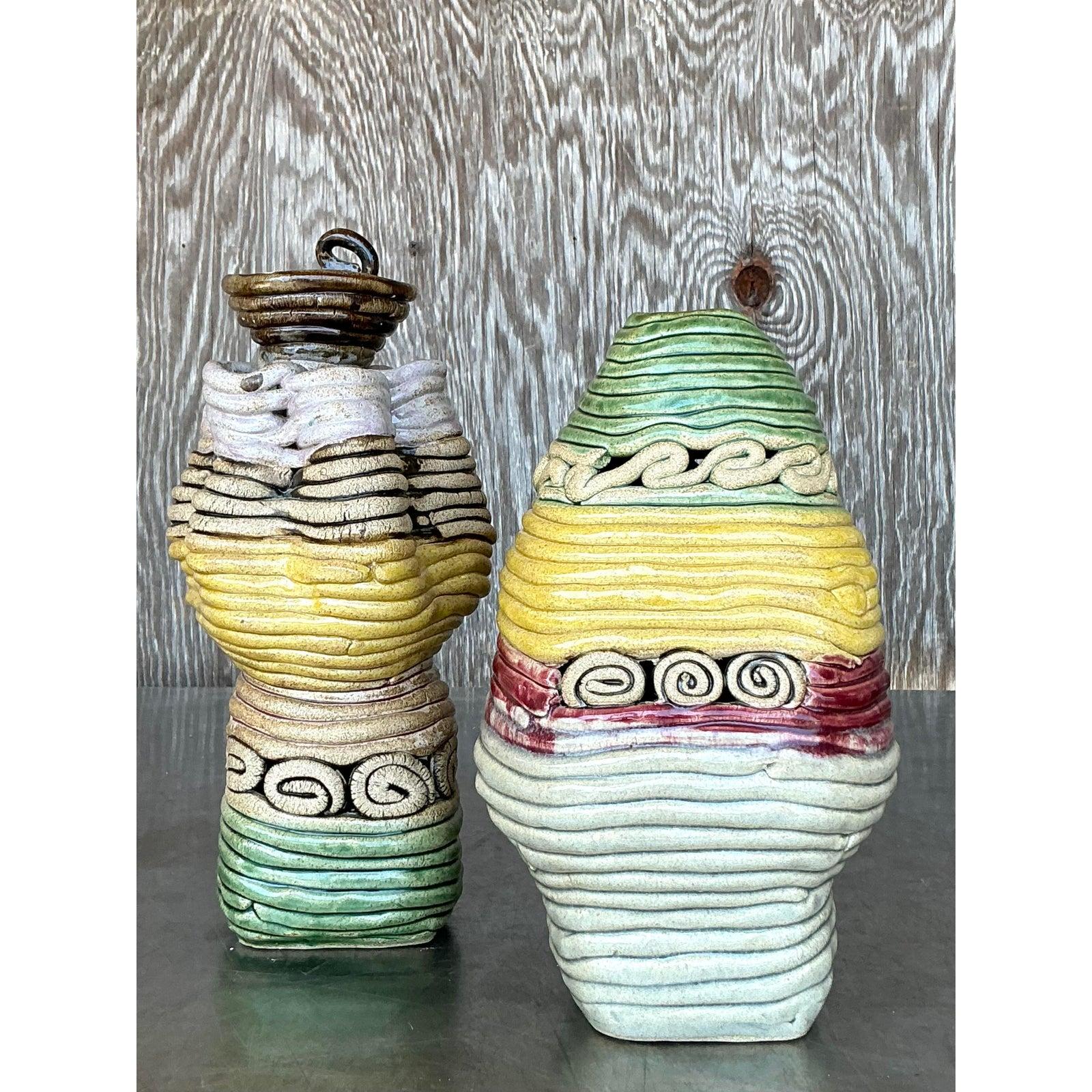 Americano Studio Pottery vintage Boho Coil - Set di 2 in vendita