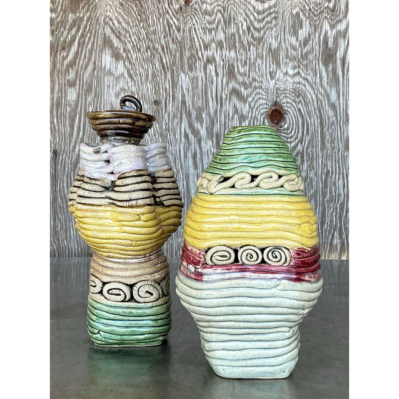 Studio Pottery vintage Boho Coil - Set di 2 in vendita 1