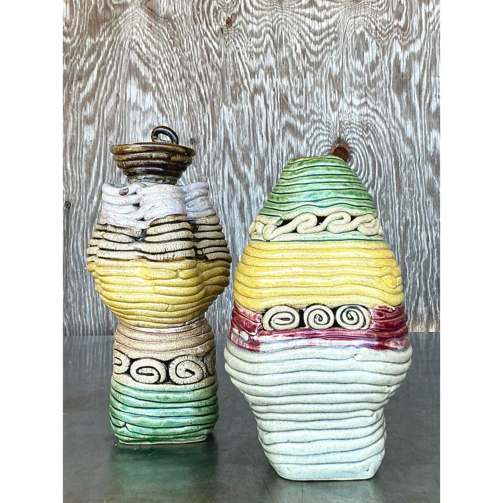 Studio Pottery vintage Boho Coil - Set di 2 in vendita 2