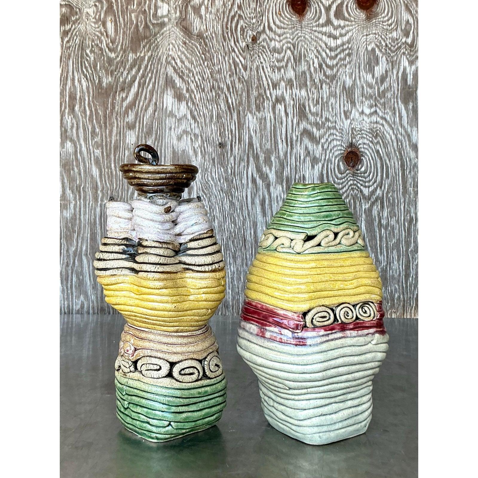 Studio Pottery vintage Boho Coil - Set di 2 in vendita 3