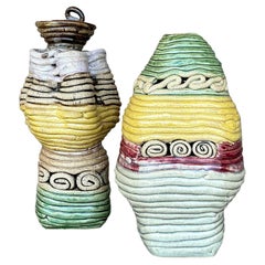Vintage Boho Coil Studio Pottery - Set de 2