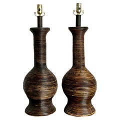 Lámparas de carrizo en forma de lápiz vintage boho - Un par