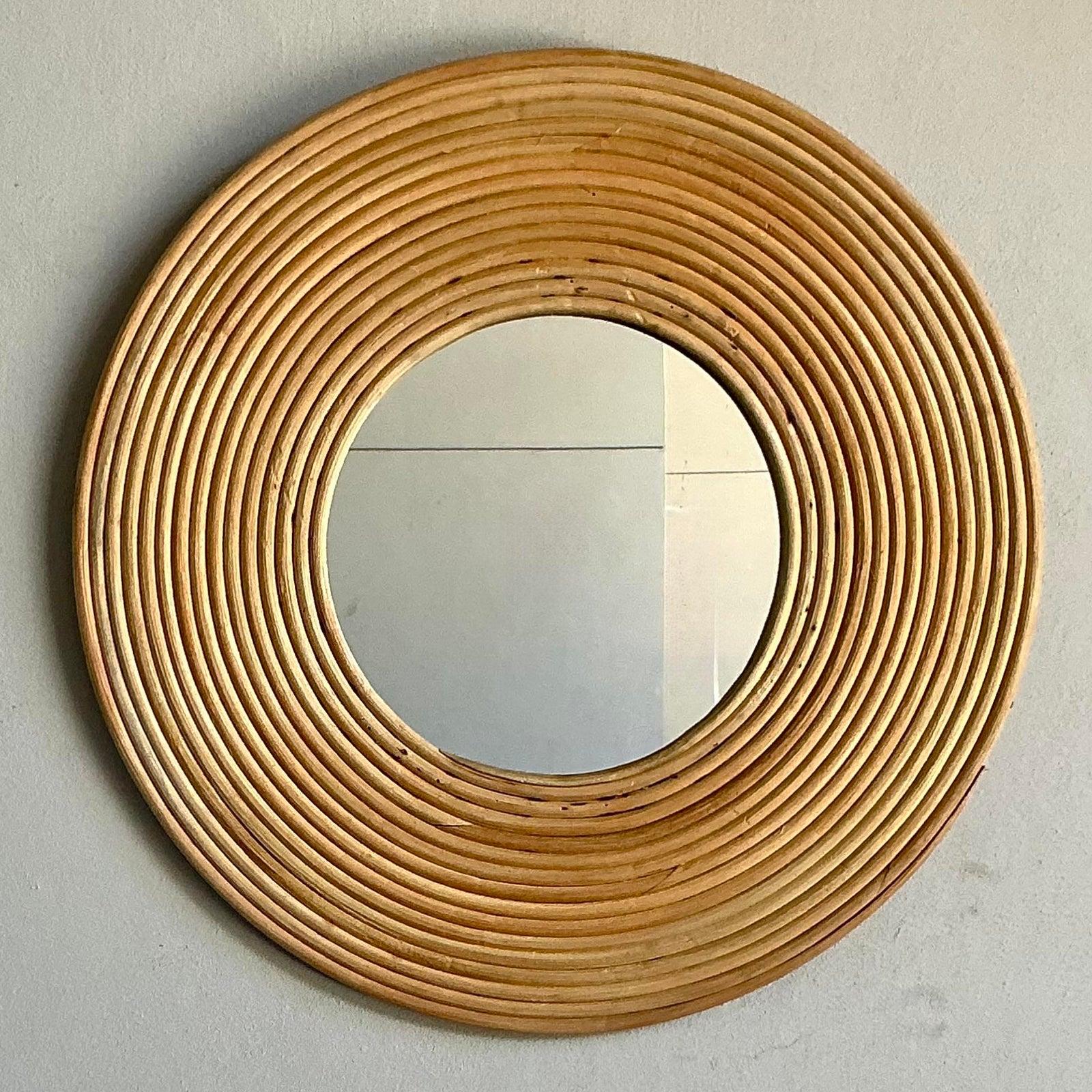 Mid-Century Modern Miroir Vintage Boho en forme de crayon enroulé en vente
