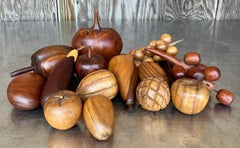 Vintage Boho Collection of Wood Fruit- 14 Pieces