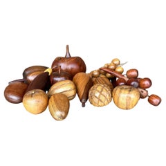 Vintage Boho Collection of Wood Fruit- 14 Pieces