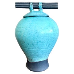 Jarrón con tapa Vintage Boho Contemporary Studio Pottery