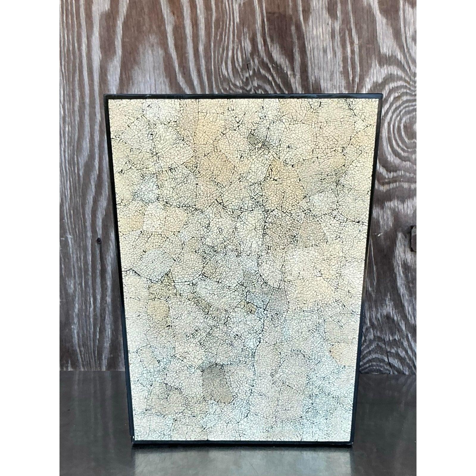 20th Century Vintage Boho Coquille D’Oeuf Eggshell Side Table For Sale
