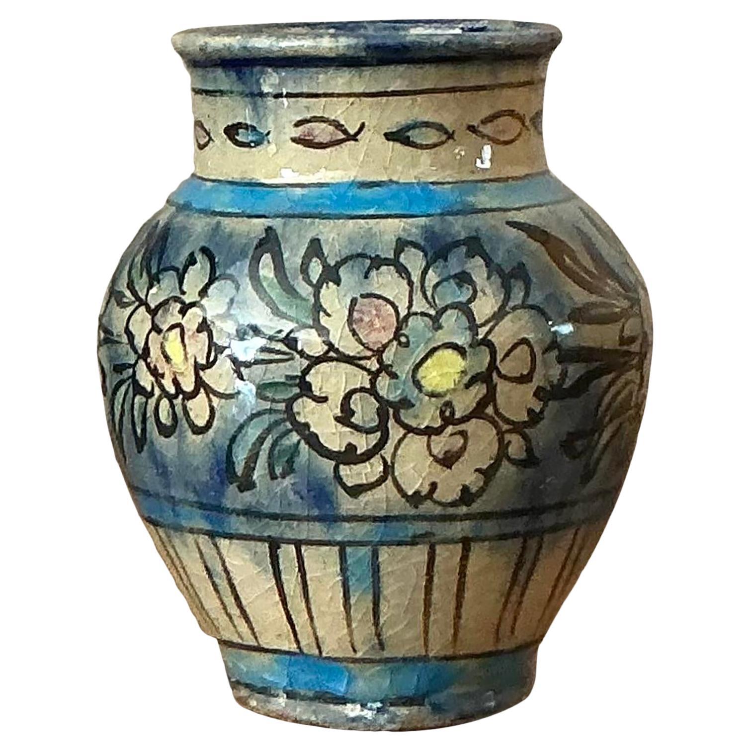 Vintage Boho Crackle Glasur Vase