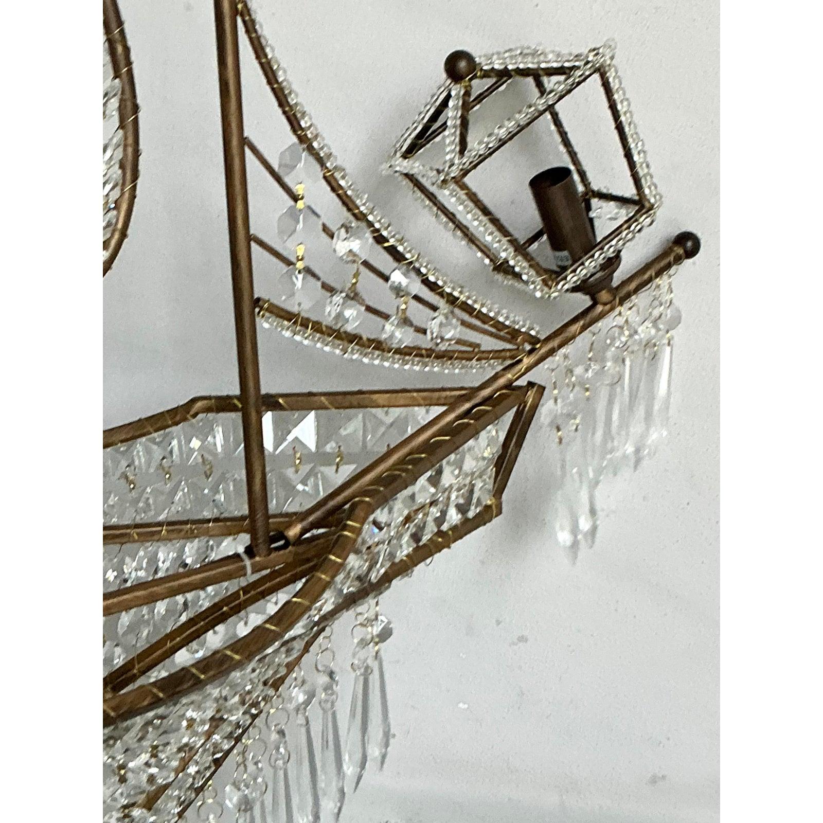 Vintage Boho Kristall Segelboot Kronleuchter im Angebot 1