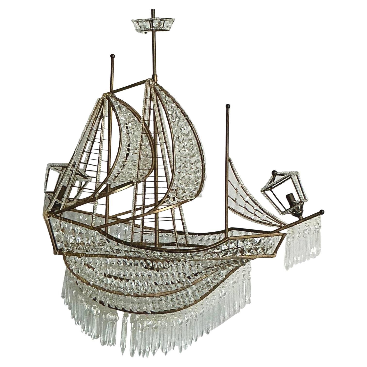 Vintage Boho Kristall Segelboot Kronleuchter
