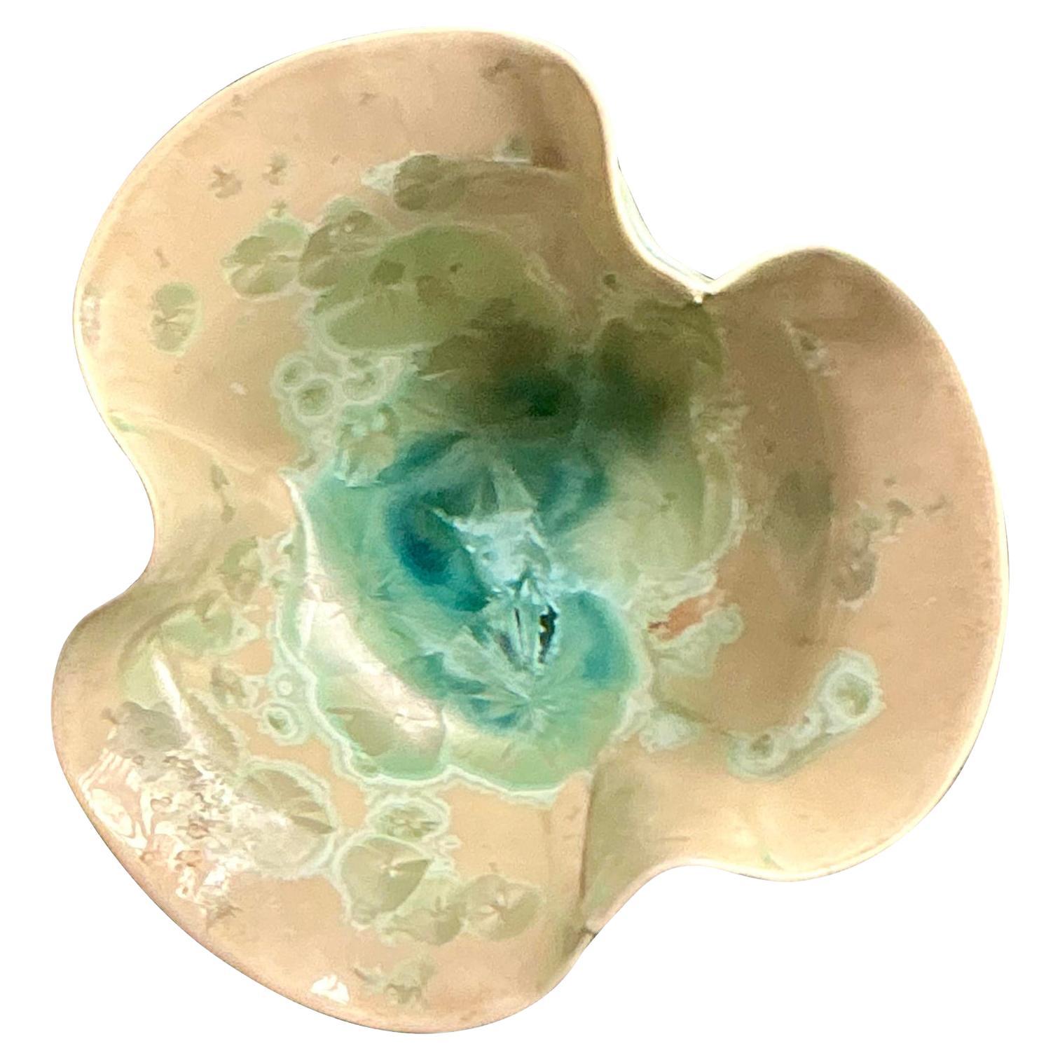 Vintage Boho Crystalized Glaze Studio Pottery Schale